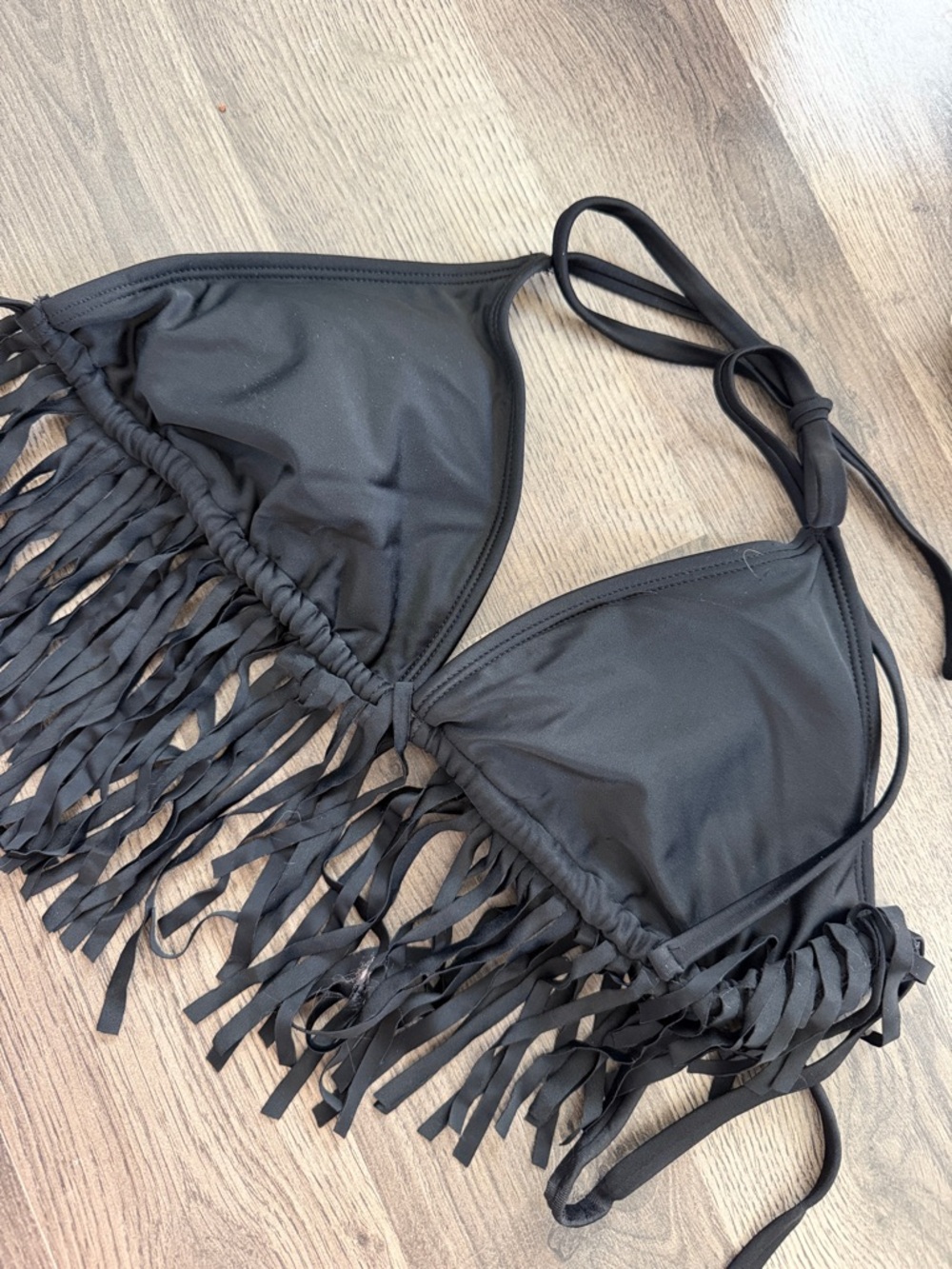 wild fable Black Fringe Triangle Bikini Top
